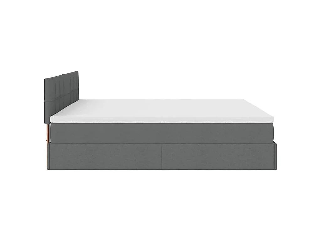 Cadre de lit ottoman avec matelas gris foncé 160x200cm tissu