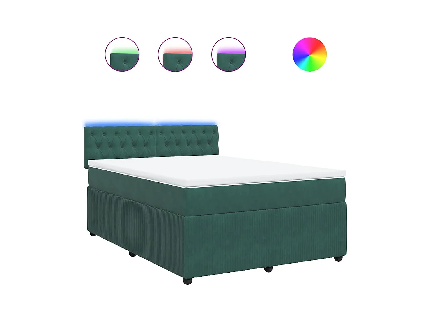 Sommier à lattes de lit et matelas Vert foncé 140x190cm Velours