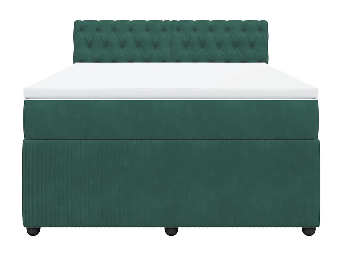 Sommier à lattes de lit et matelas Vert foncé 140x190cm Velours