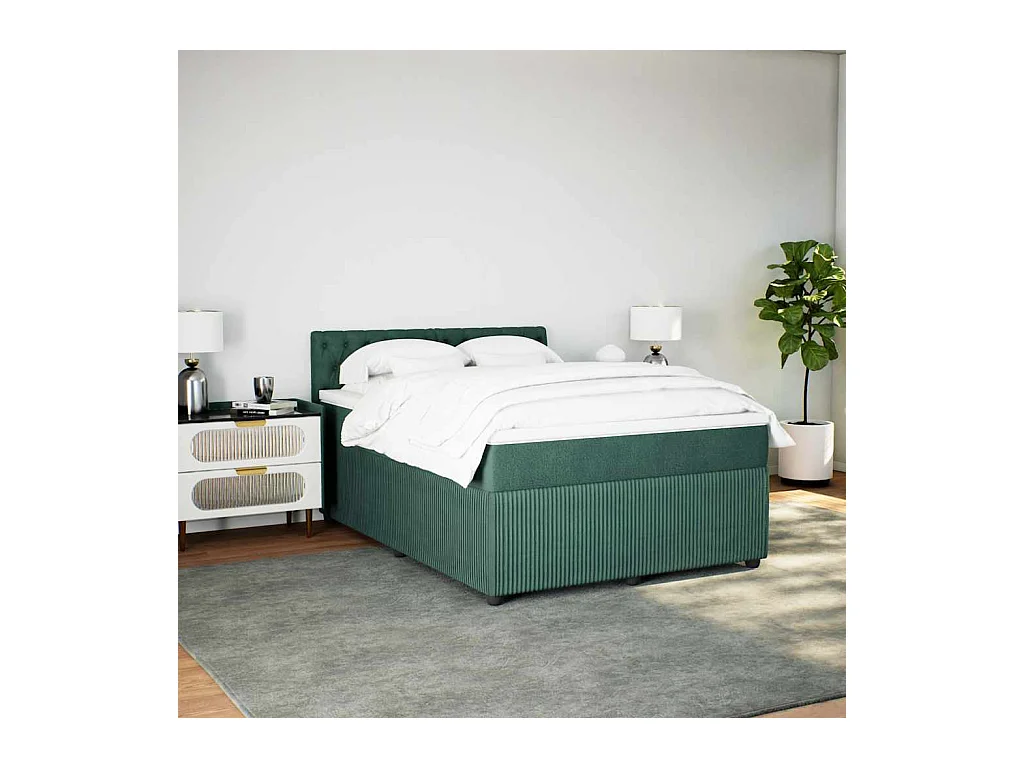 Boxspringbett mit Matratze Dunkelgrün 140x190 cm Samt