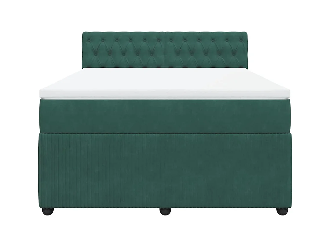 Boxspringbett mit Matratze Dunkelgrün 140x190 cm Samt