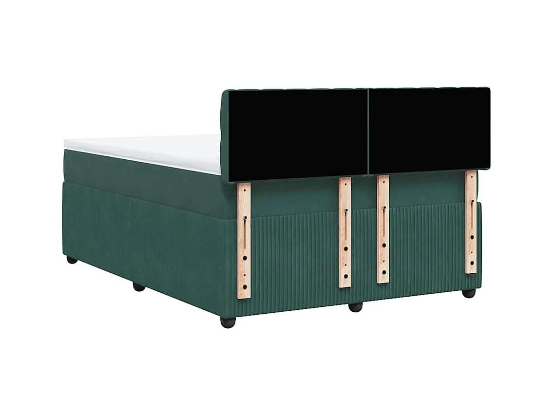 Boxspringbett mit Matratze Dunkelgrün 140x190 cm Samt