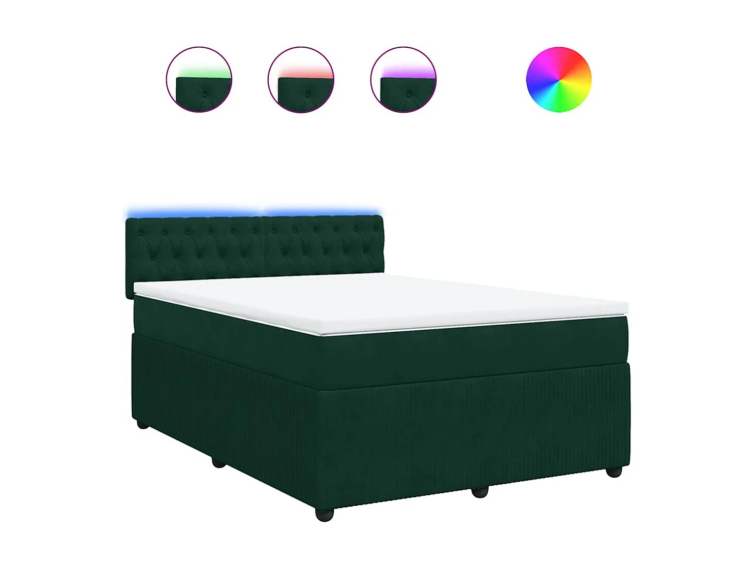 Sommier à lattes de lit et matelas Vert foncé 140x190cm Velours