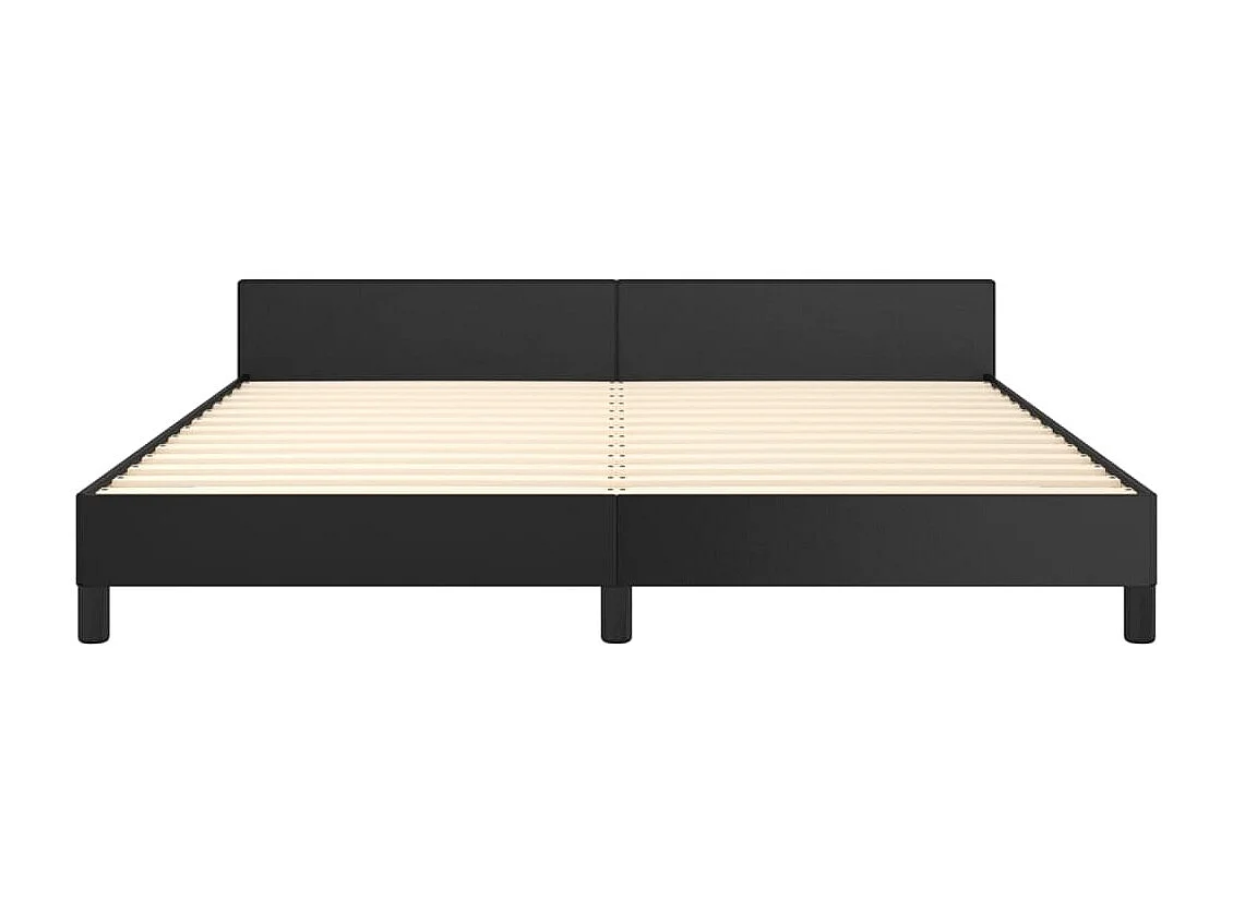 Giroletto con Testiera Nero 180x200 cm in Similpelle