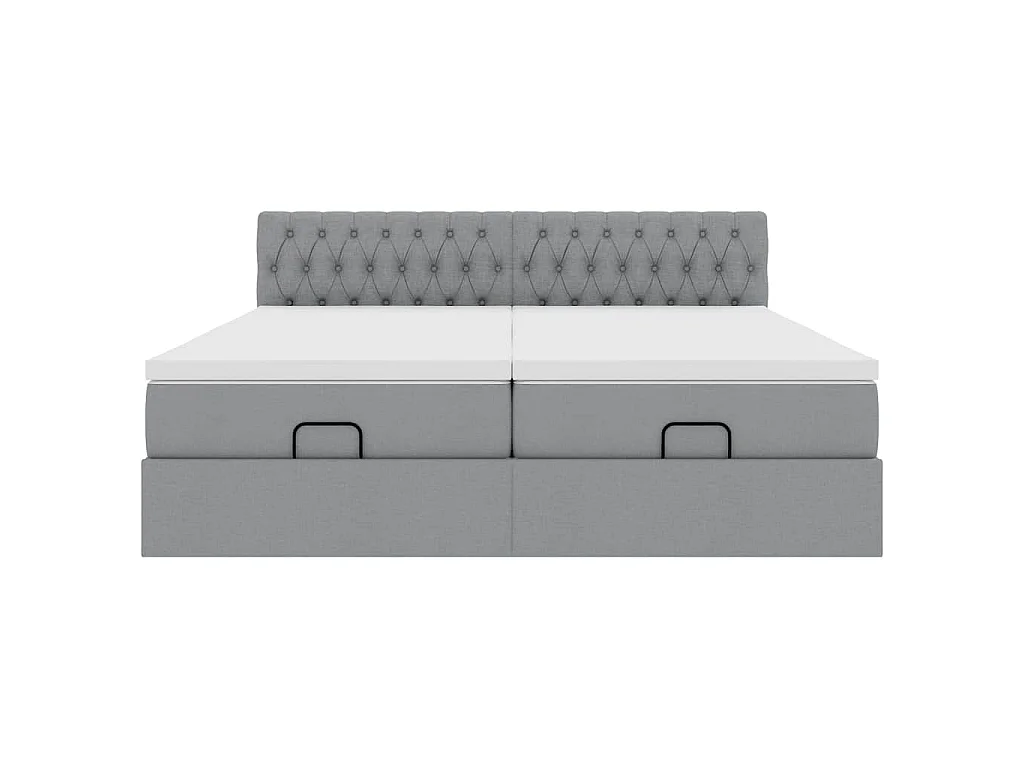 Ottoman-Bett mit Matratzen Hellgrau 160x200 cm Stoff
