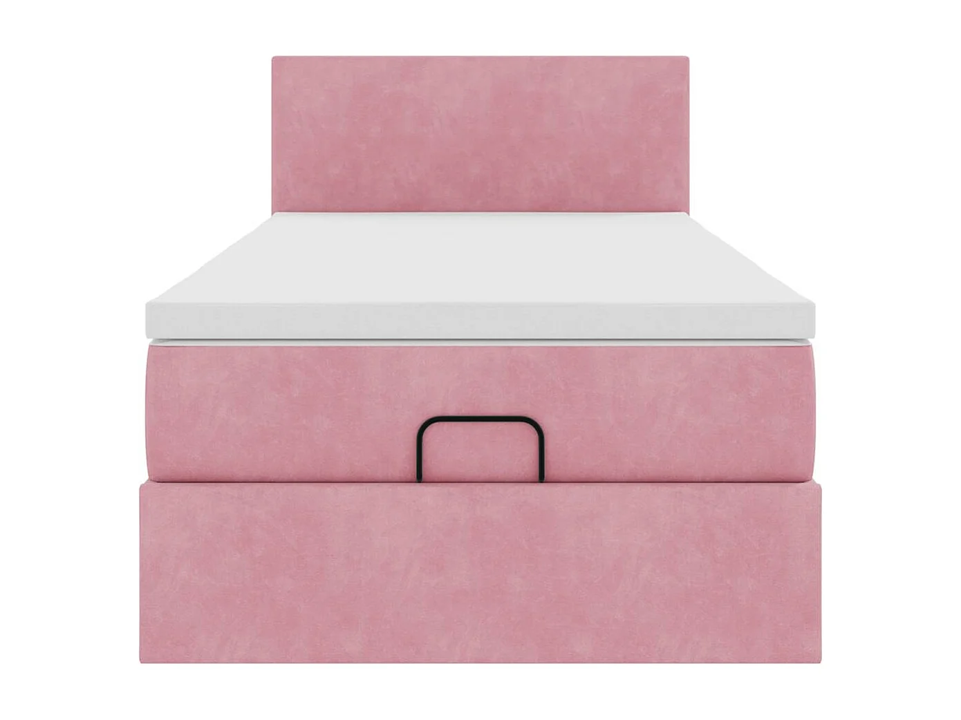 Struttura Letto Pouf con Materasso Rosa 90x200 cm in Velluto