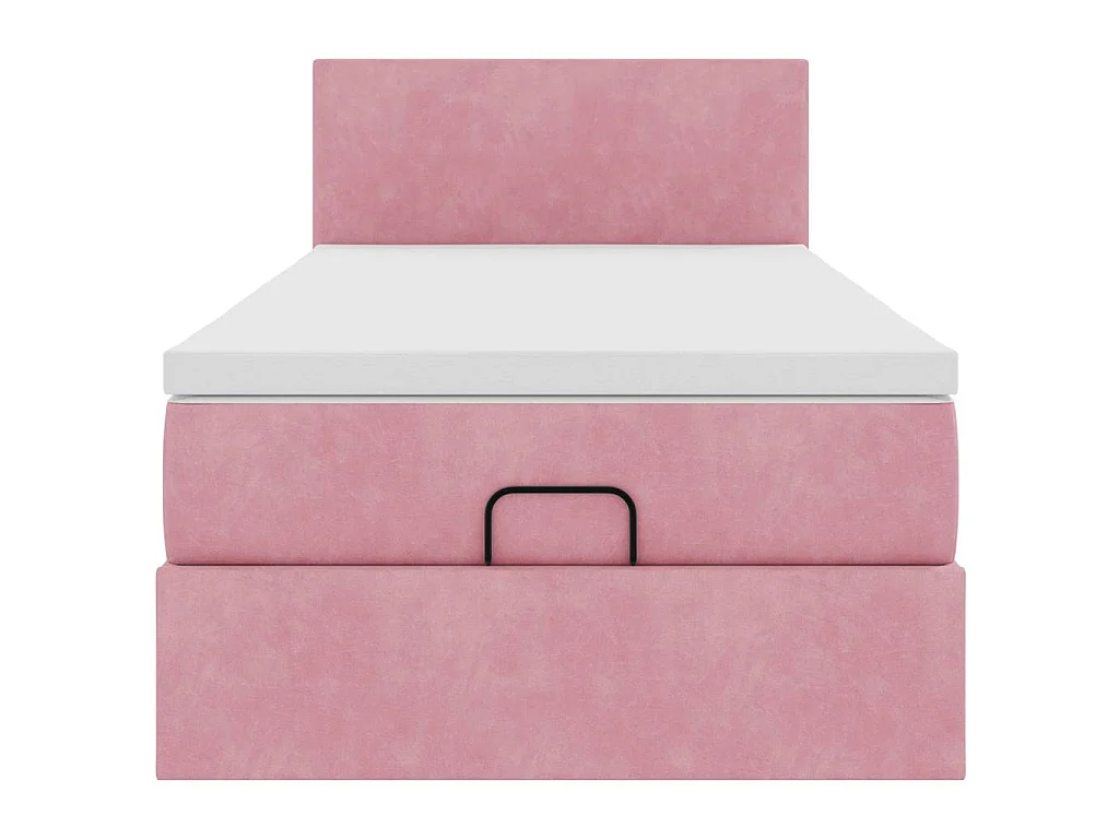 Estructura de cama otomana colchón terciopelo rosa 90x200cm