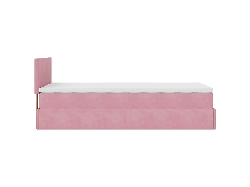 Estructura de cama otomana colchón terciopelo rosa 90x200cm
