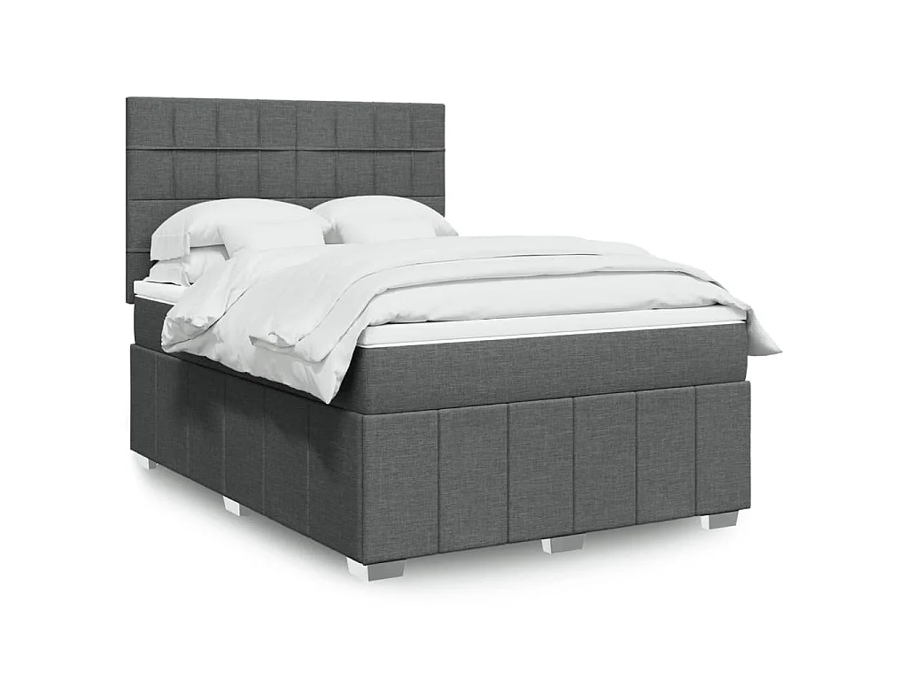 Sommier à lattes de lit avec matelas Gris foncé 160x200cm Tissu