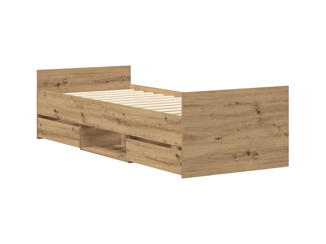 Bedframe zonder matras spaanplaat artisanaal eikenkleurig