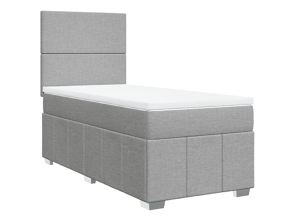 Cama com molas/colchão 90x200 cm tecido cinza-claro