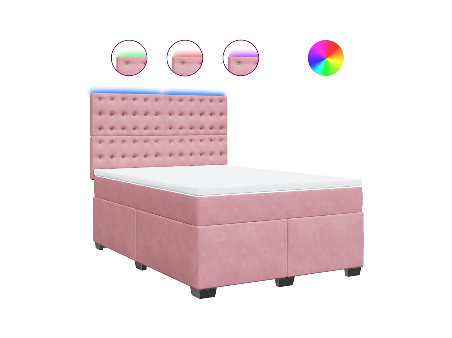 Boxspringbett mit Matratze Rosa 140x190 cm Samt