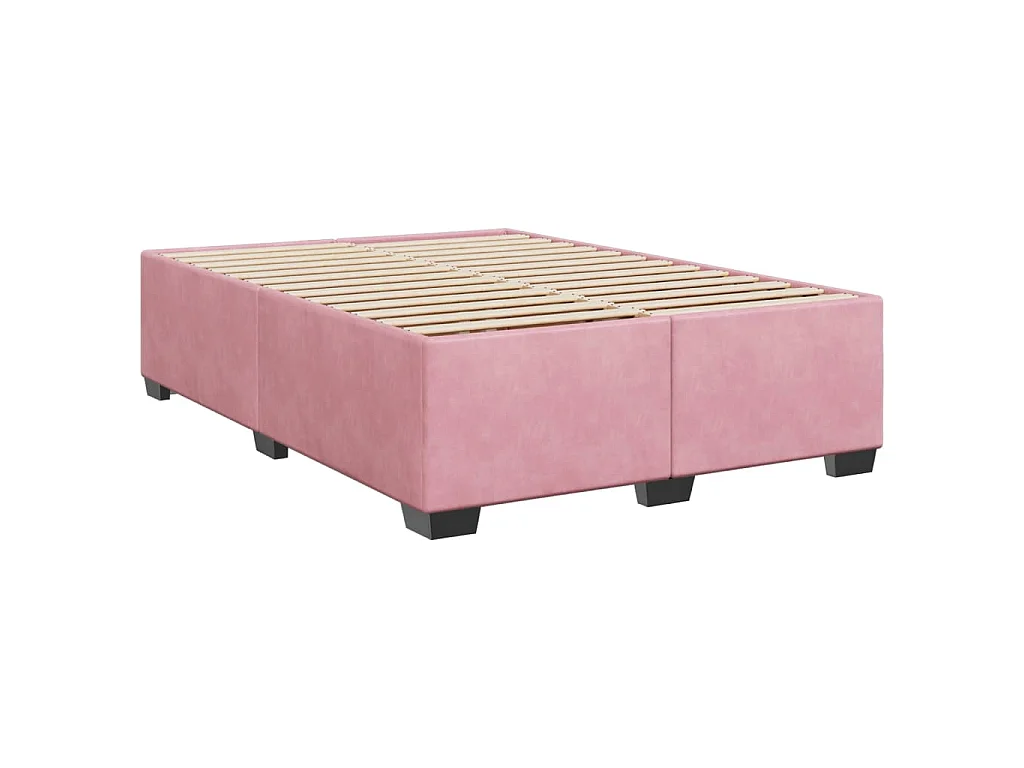 Cama box spring con colchón terciopelo rosa 140x190 cm