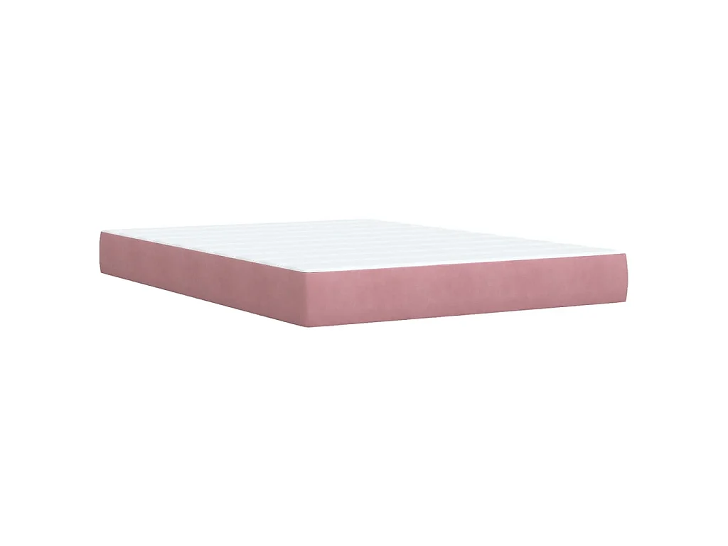 Cama box spring con colchón terciopelo rosa 140x190 cm
