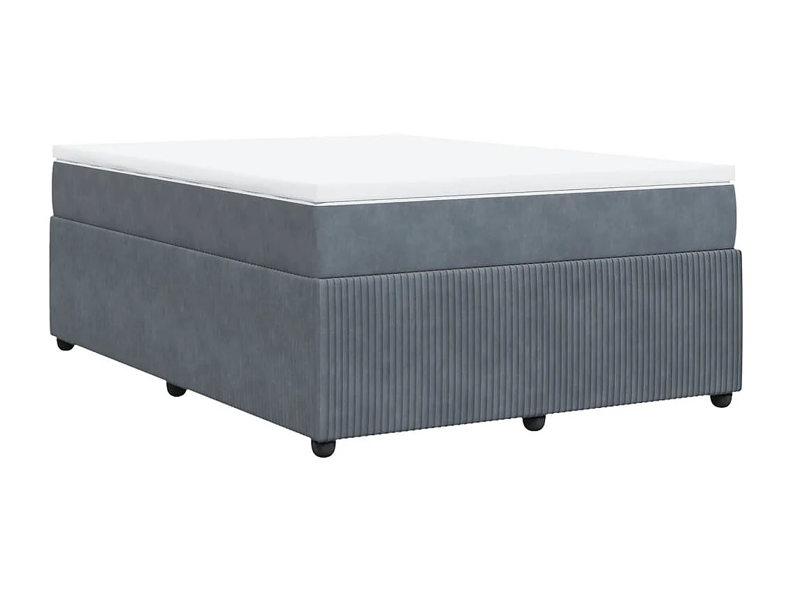 Giroletto a Molle con Materasso Grigio Scuro 140x190 cm Velluto