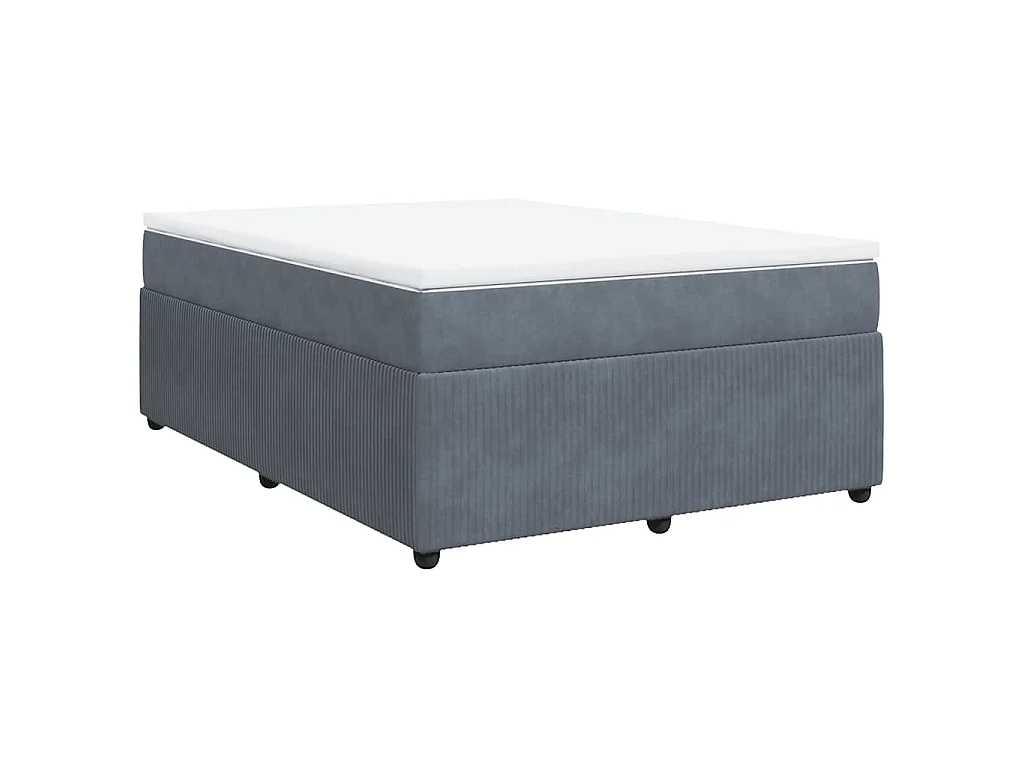 Cama box spring con colchón terciopelo gris oscuro 140x190 cm