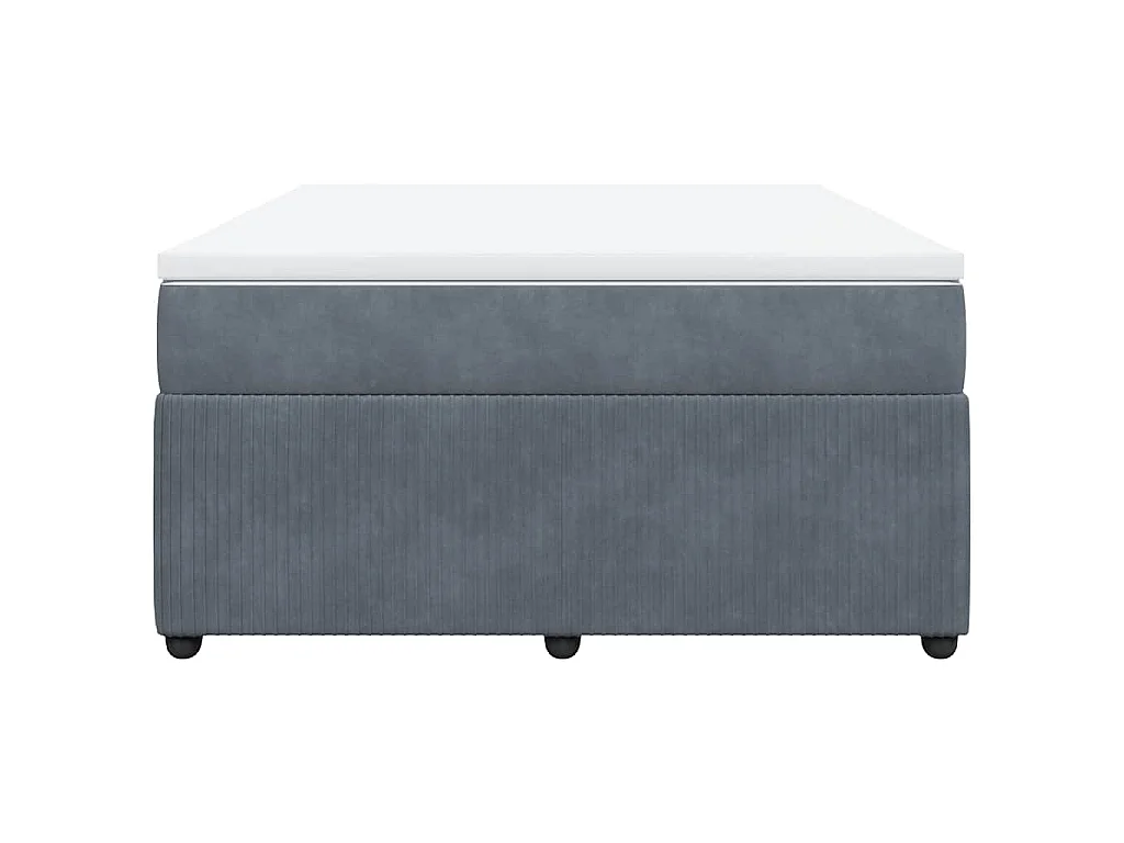 Cama box spring con colchón terciopelo gris oscuro 140x190 cm