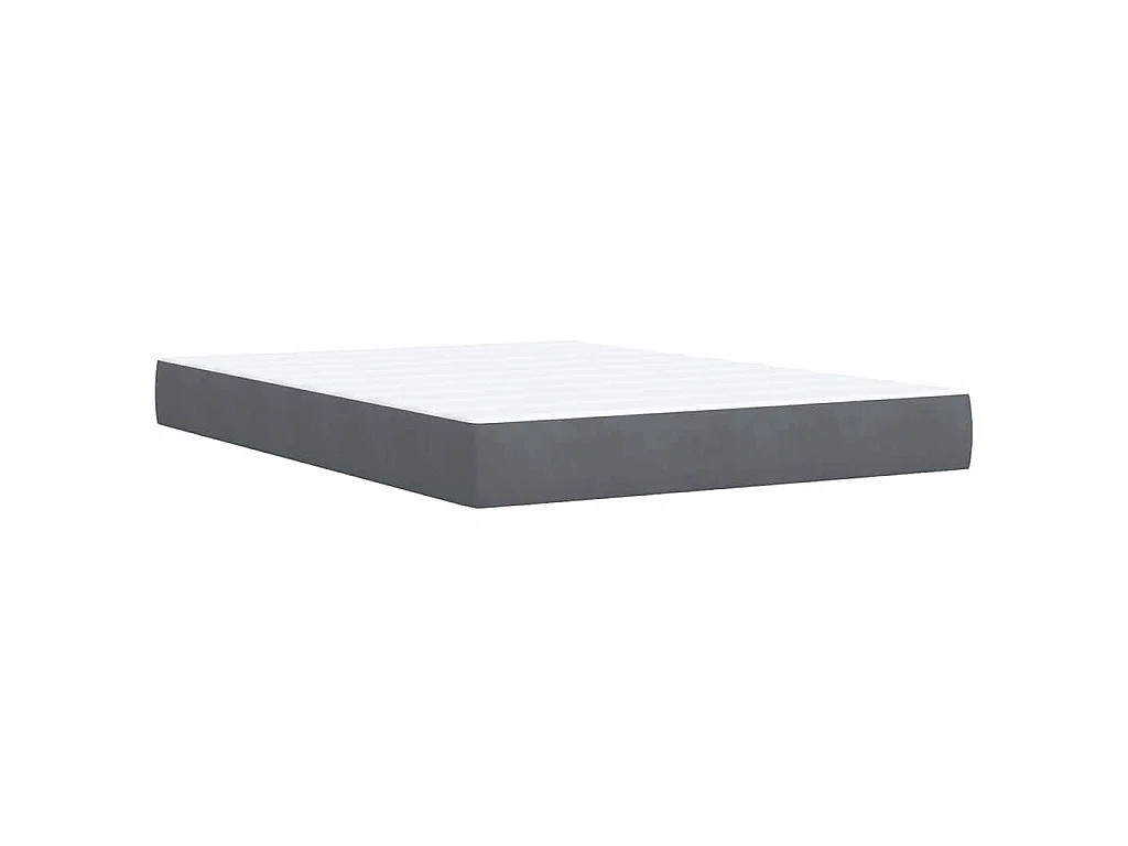 Cama box spring con colchón terciopelo gris oscuro 140x190 cm