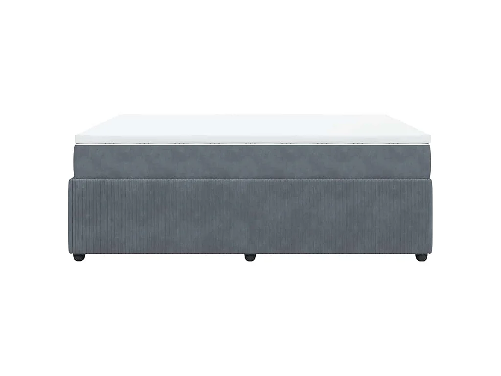 Cama box spring con colchón terciopelo gris oscuro 140x190 cm