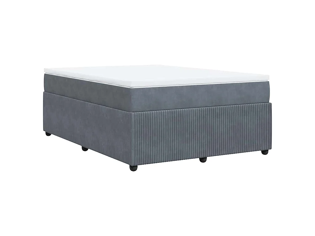 Boxspring met matras fluweel donkergrijs 140x190 cm
