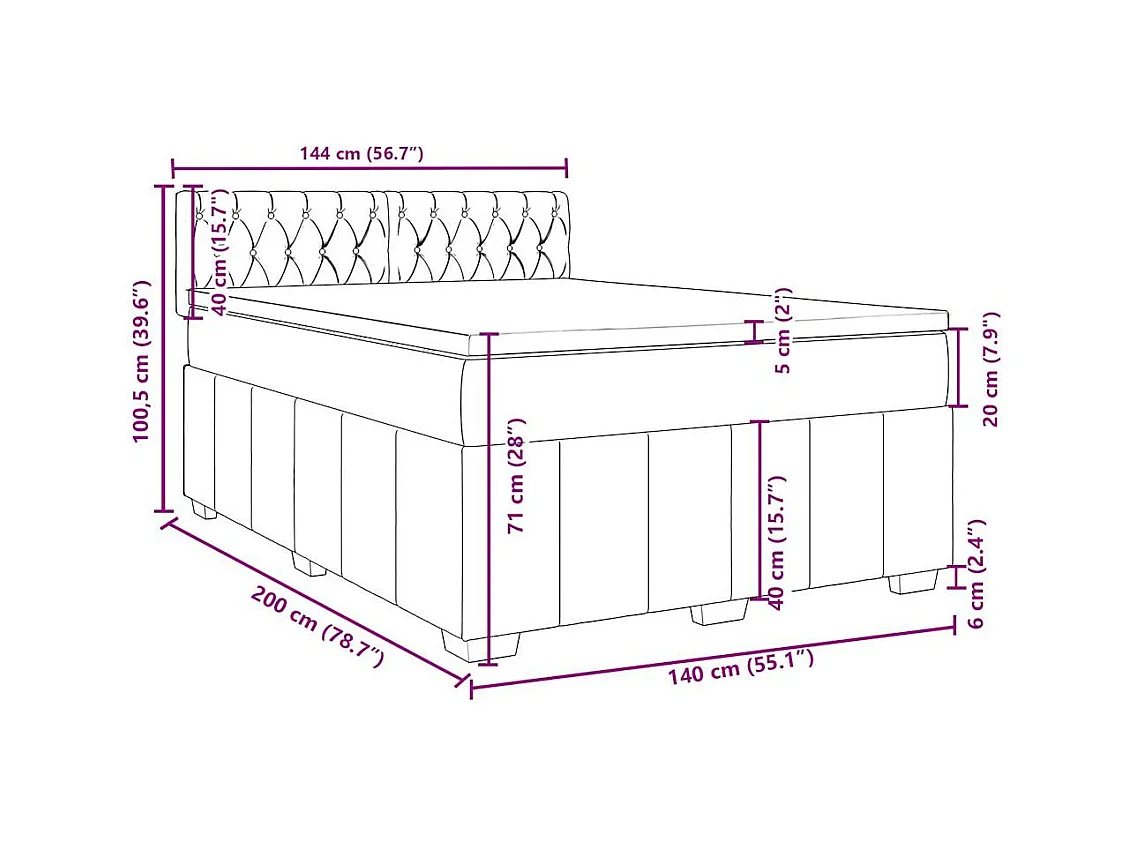 Boxspring met matras stof blauw 140x200 cm