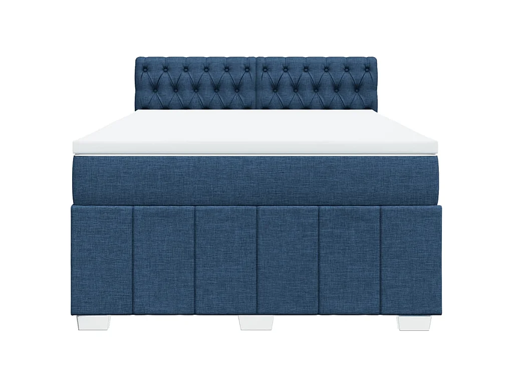 Cama com molas/colchão 140x200 cm tecido azul