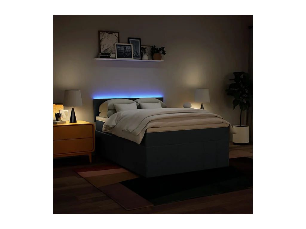 Boxspring met matras stof blauw 160x200 cm