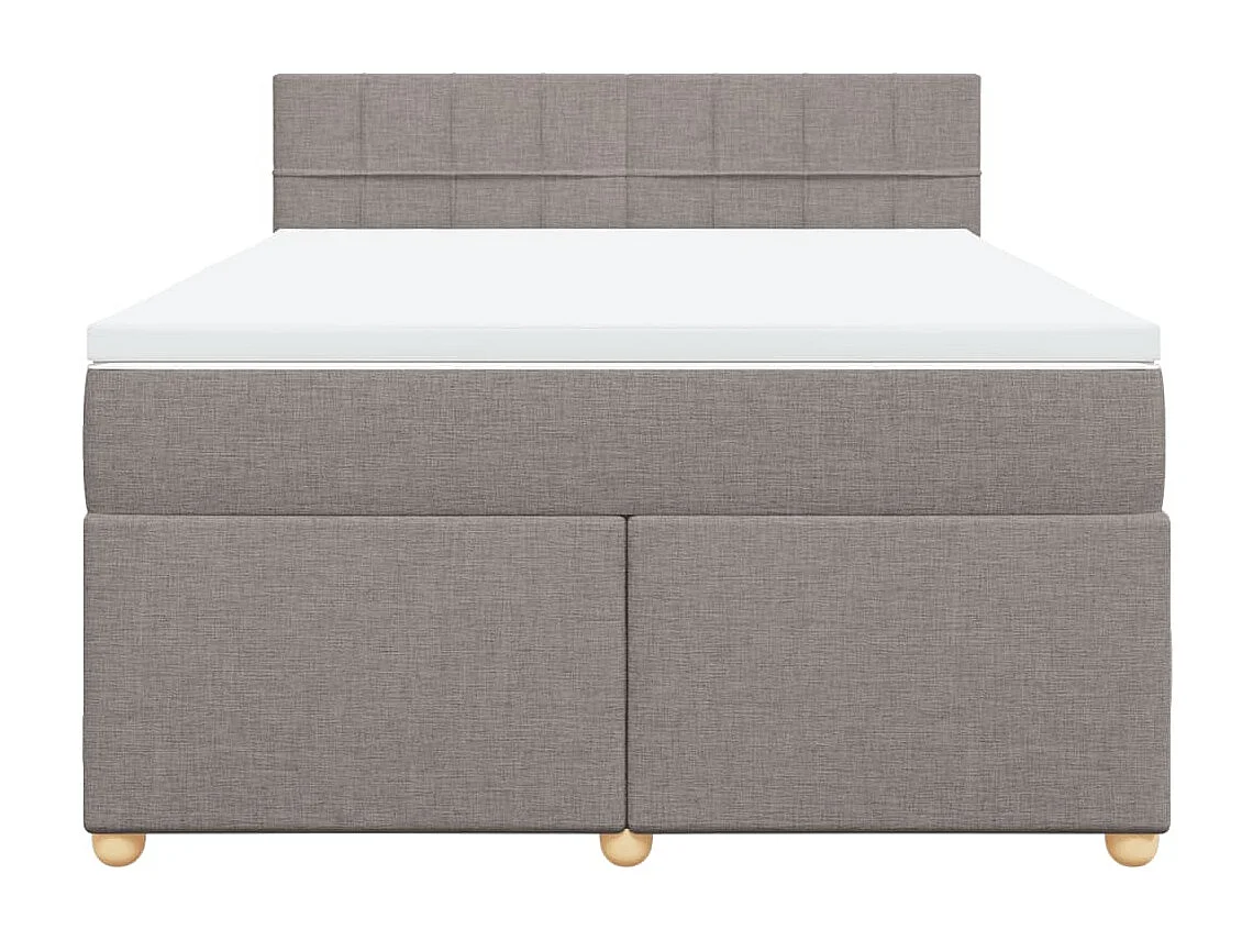 Cama box spring con colchón tela gris taupe 140x200 cm