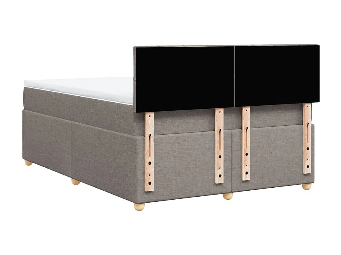 Cama box spring con colchón tela gris taupe 140x200 cm