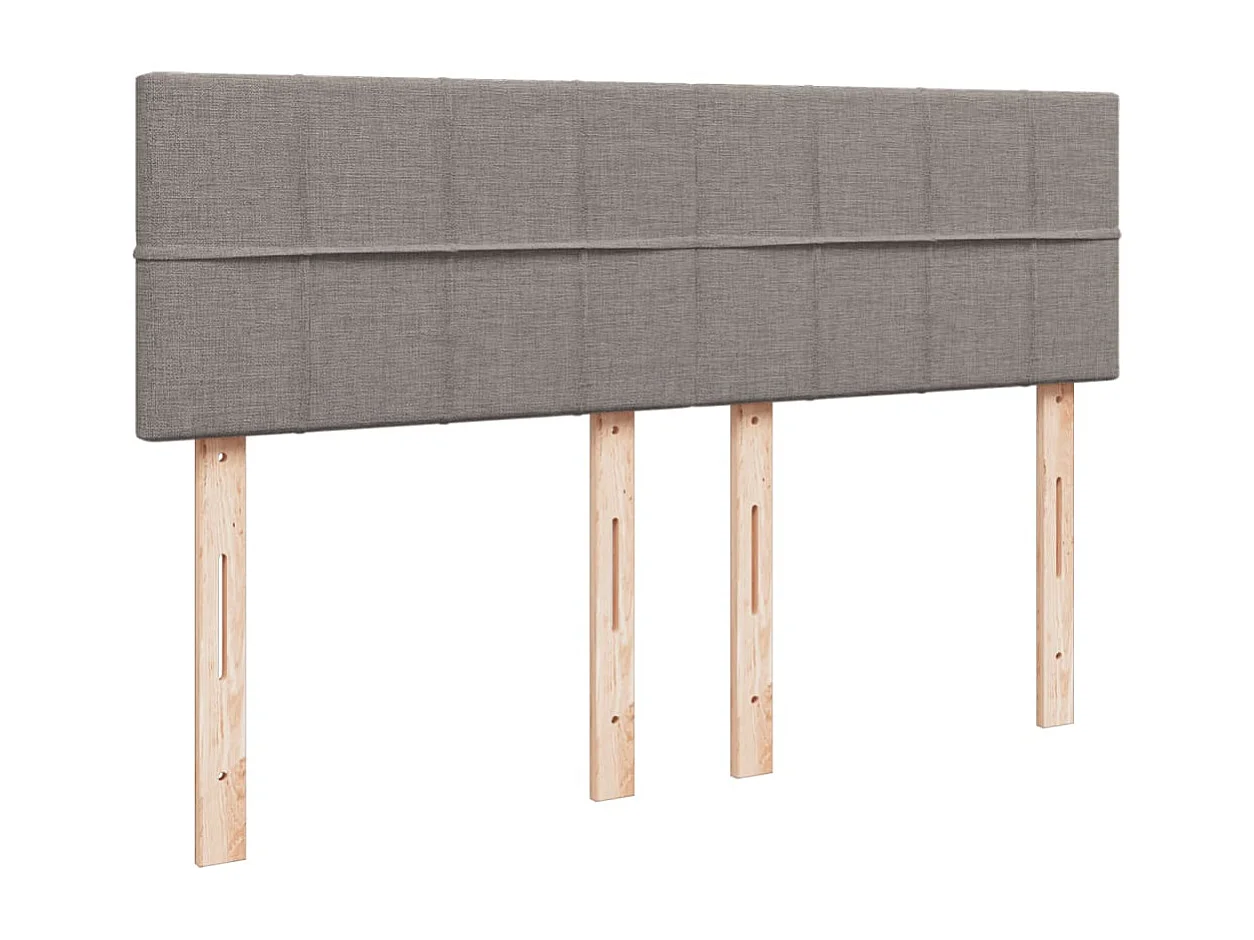 Cama box spring con colchón tela gris taupe 140x200 cm