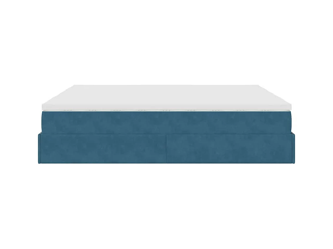 Cadre de lit ottoman avec matelas bleu foncé 160x200 cm velours