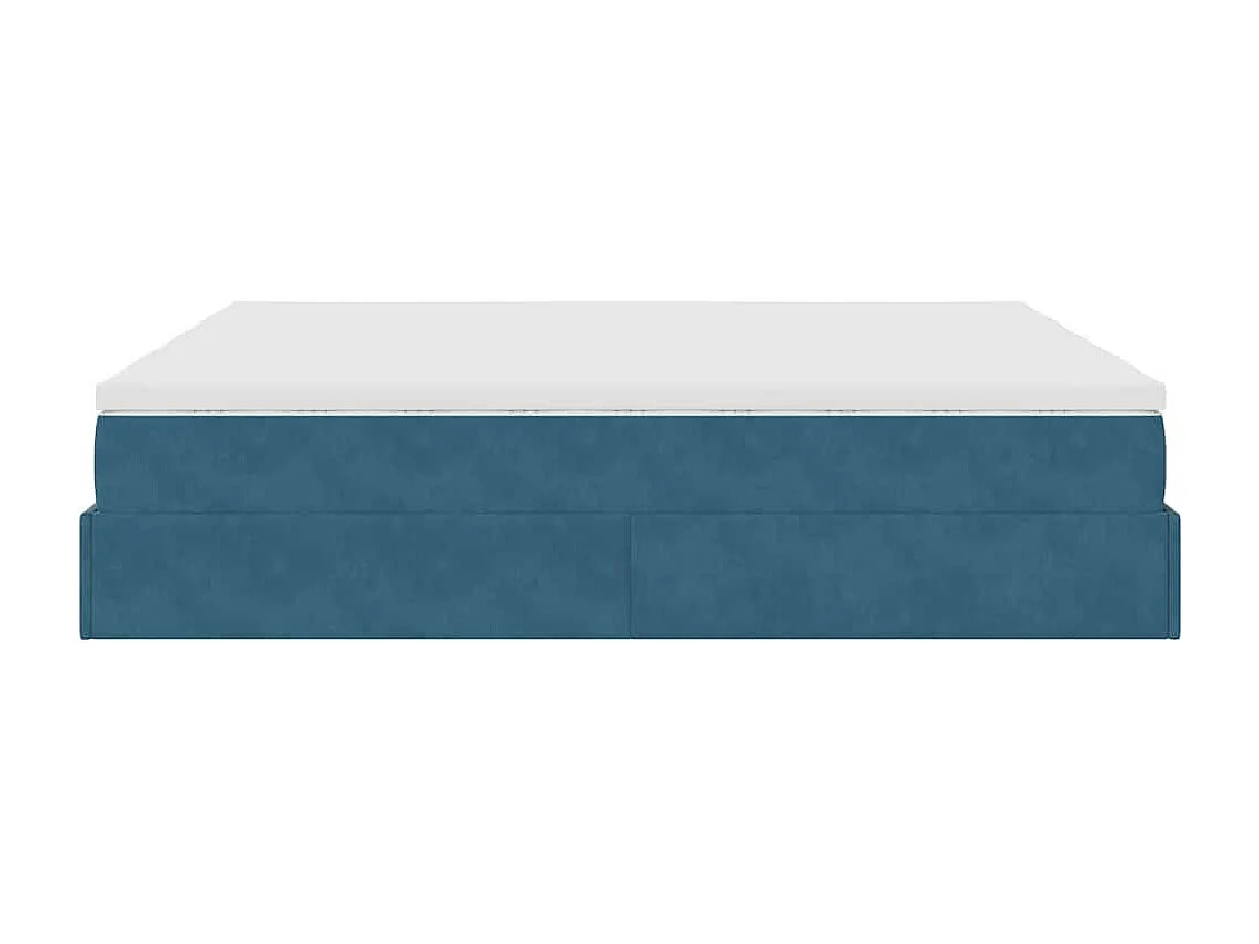 Cadre de lit ottoman avec matelas bleu foncé 160x200 cm velours