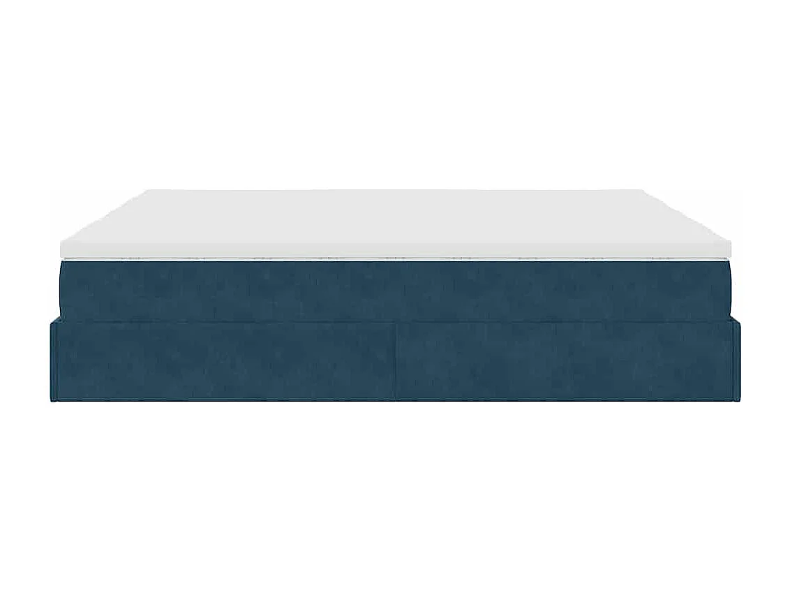 Cadre de lit ottoman avec matelas bleu foncé 160x200 cm velours