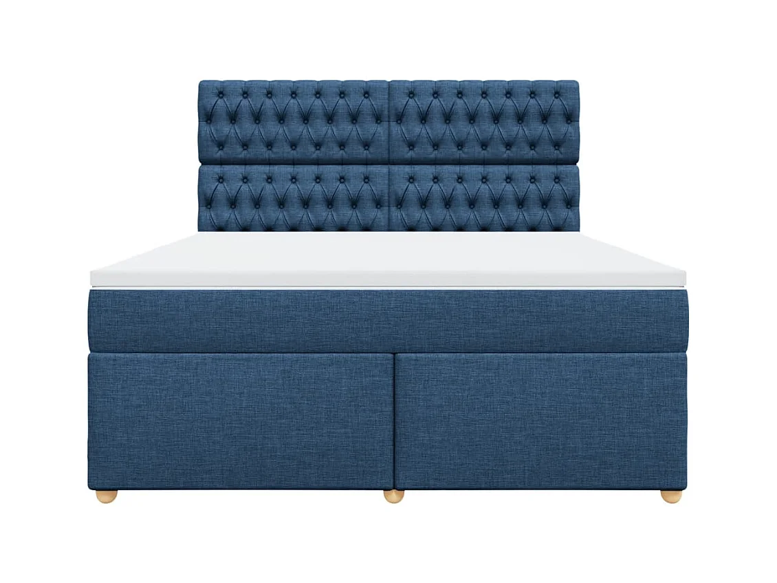 Sommier à lattes de lit avec matelas Bleu 180x200 cm Tissu