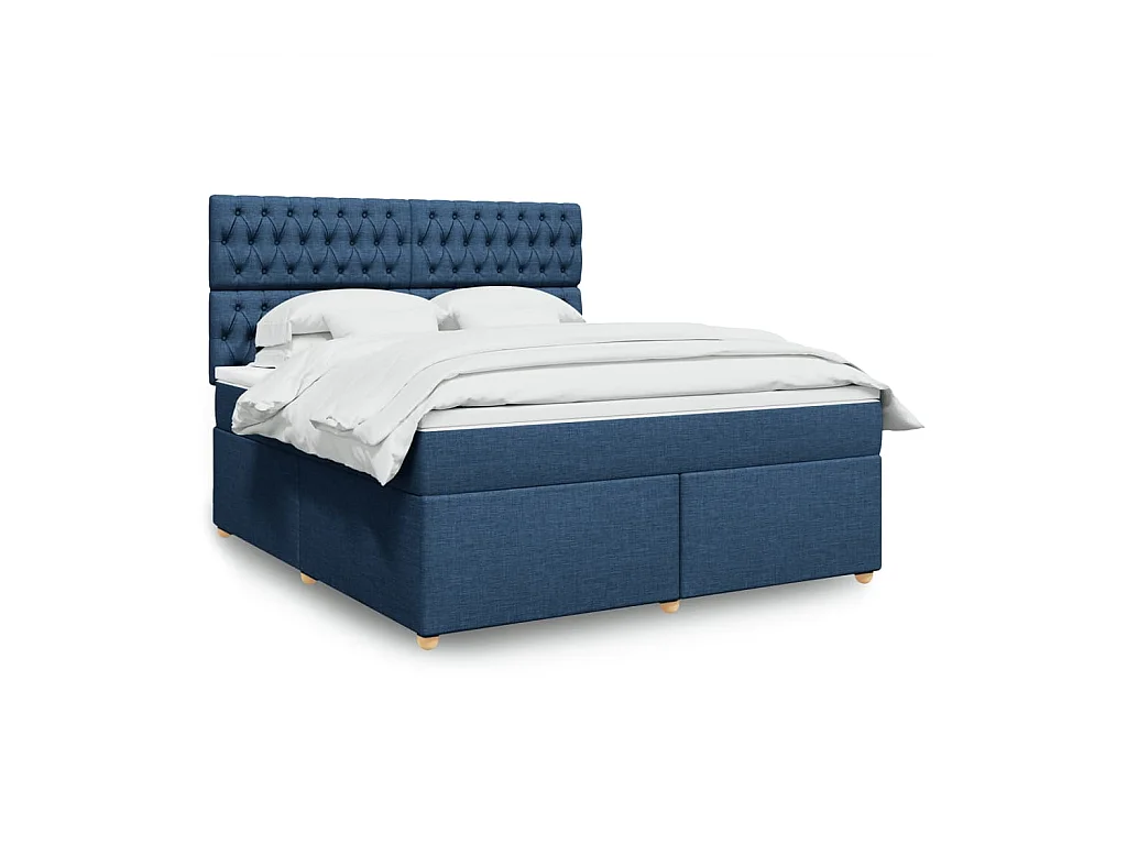 Boxspringbett mit Matratze Blau 180x200 cm Stoff