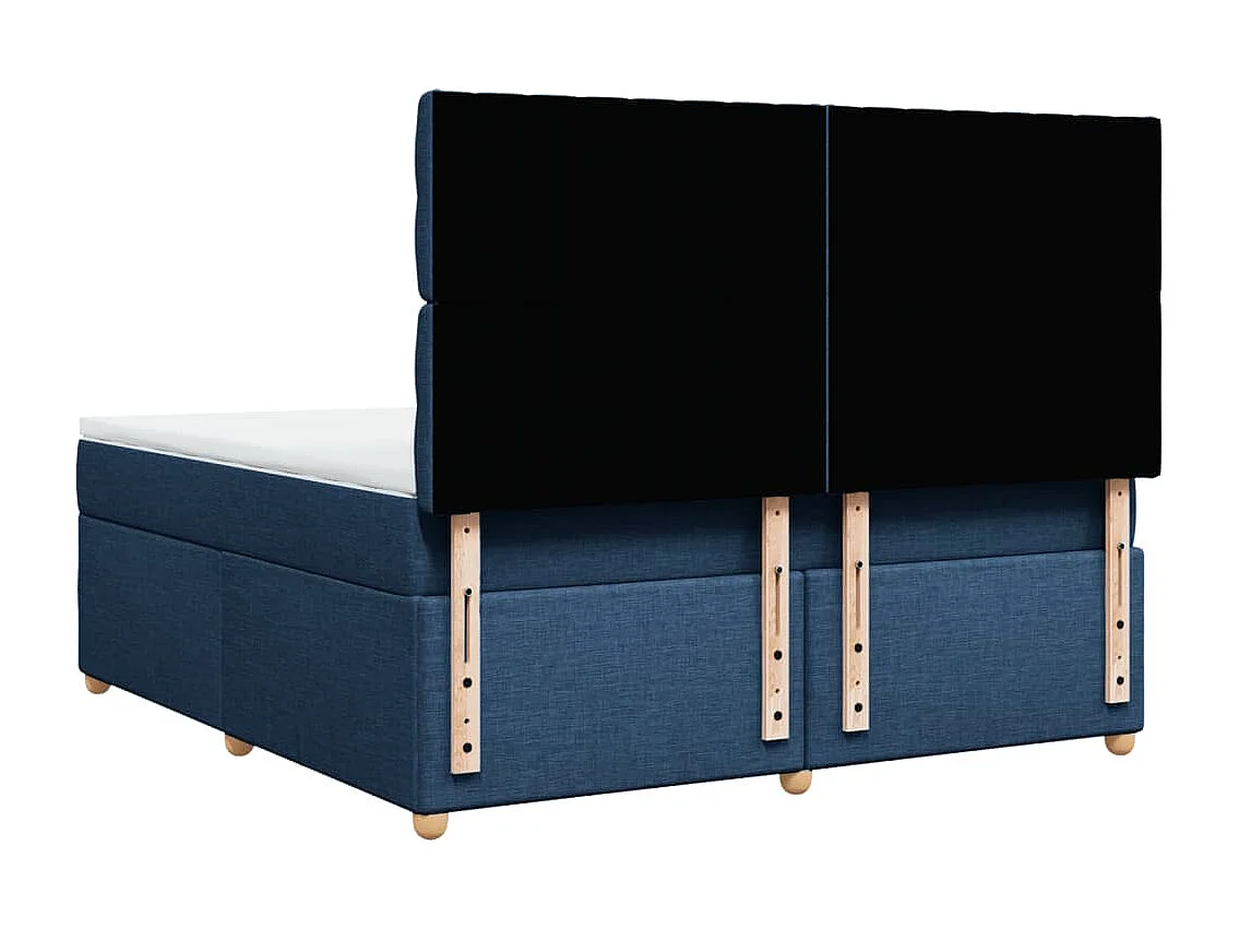 Cama box spring con colchón tela azul 180x200 cm