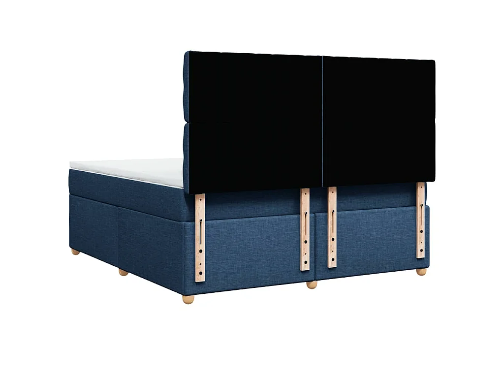 Cama box spring con colchón tela azul 180x200 cm