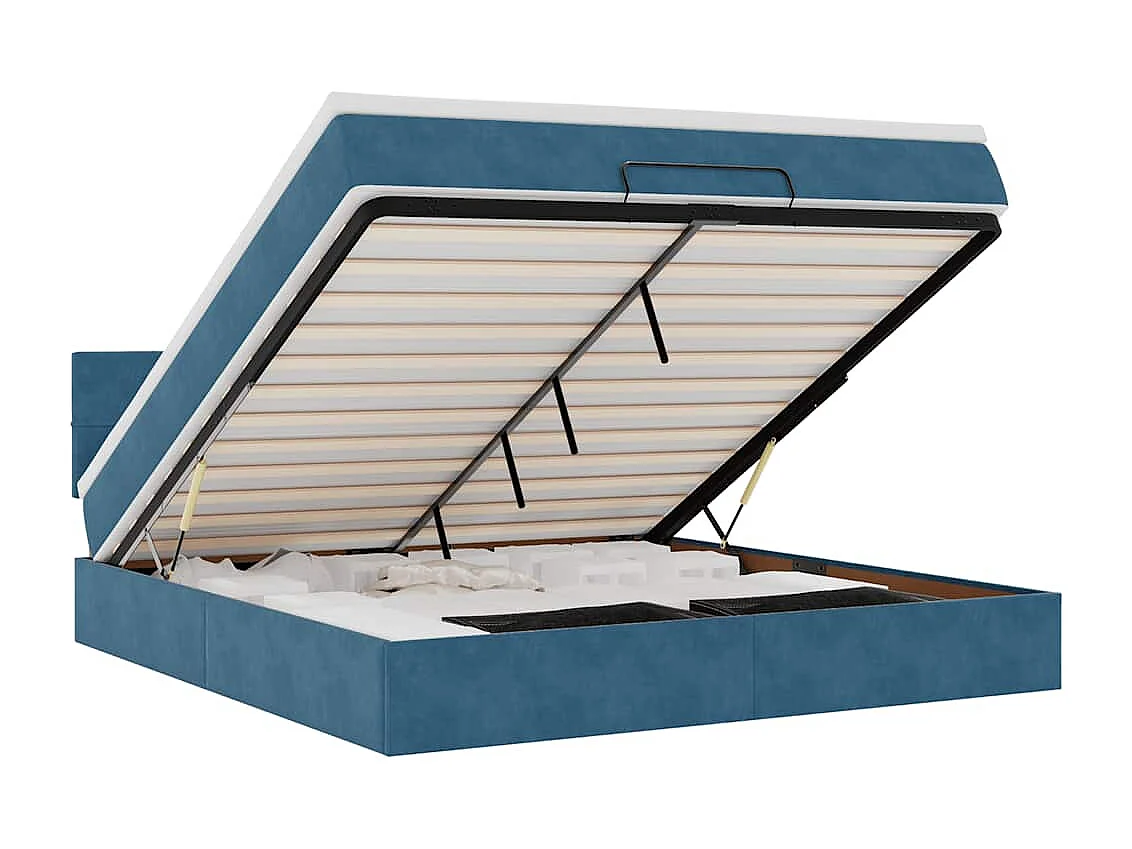 Estrutura de cama otomana com colchão 160x200 cm azul escuro