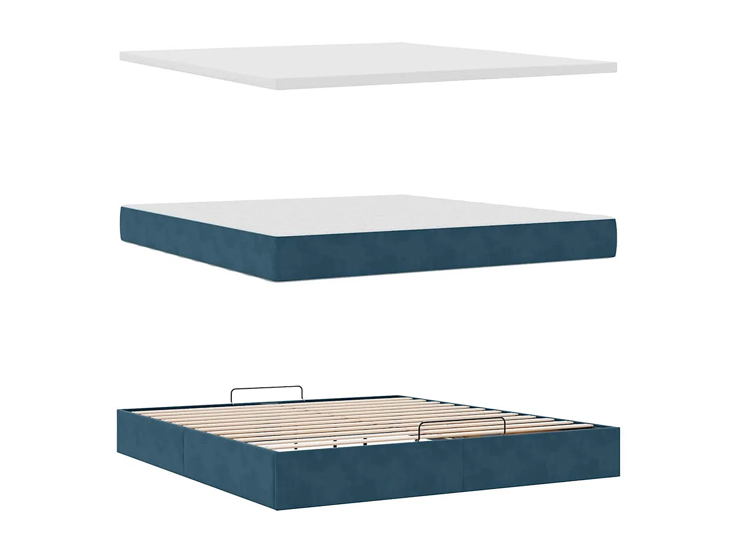 Ottoman bed met matras en LED's 160x200cm fluweel donkerblauw