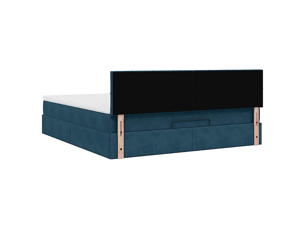 Cadre de lit ottoman avec matelas bleu foncé 160x200 cm velours