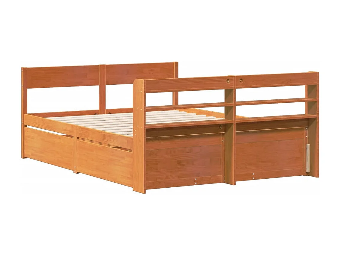 Cadre de lit sans matelas cire marron 140x190cm bois pin massif