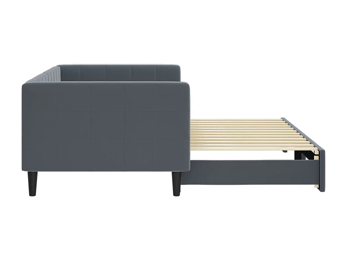 Tagesbett Ausziehbar Dunkelgrau 90x200 cm Samt