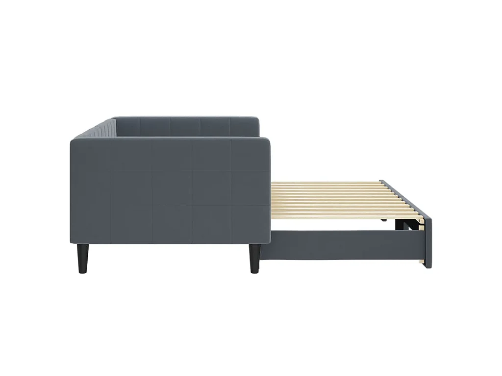 Lit de jour avec gigogne sans matelas gris foncé 90x200 cm