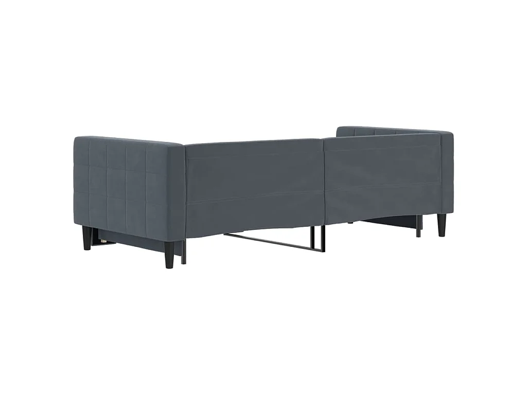 Lit de jour avec gigogne sans matelas gris foncé 90x200 cm