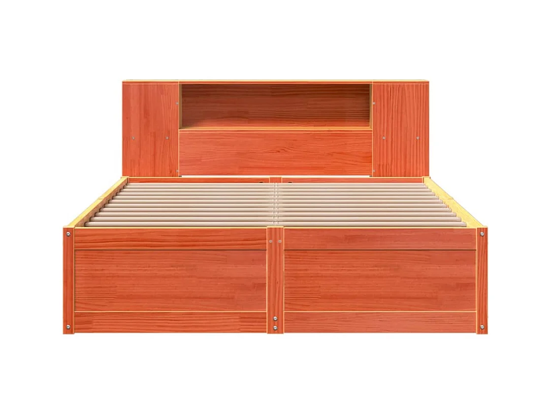 Cadre de lit sans matelas cire marron 140x200cm bois pin massif