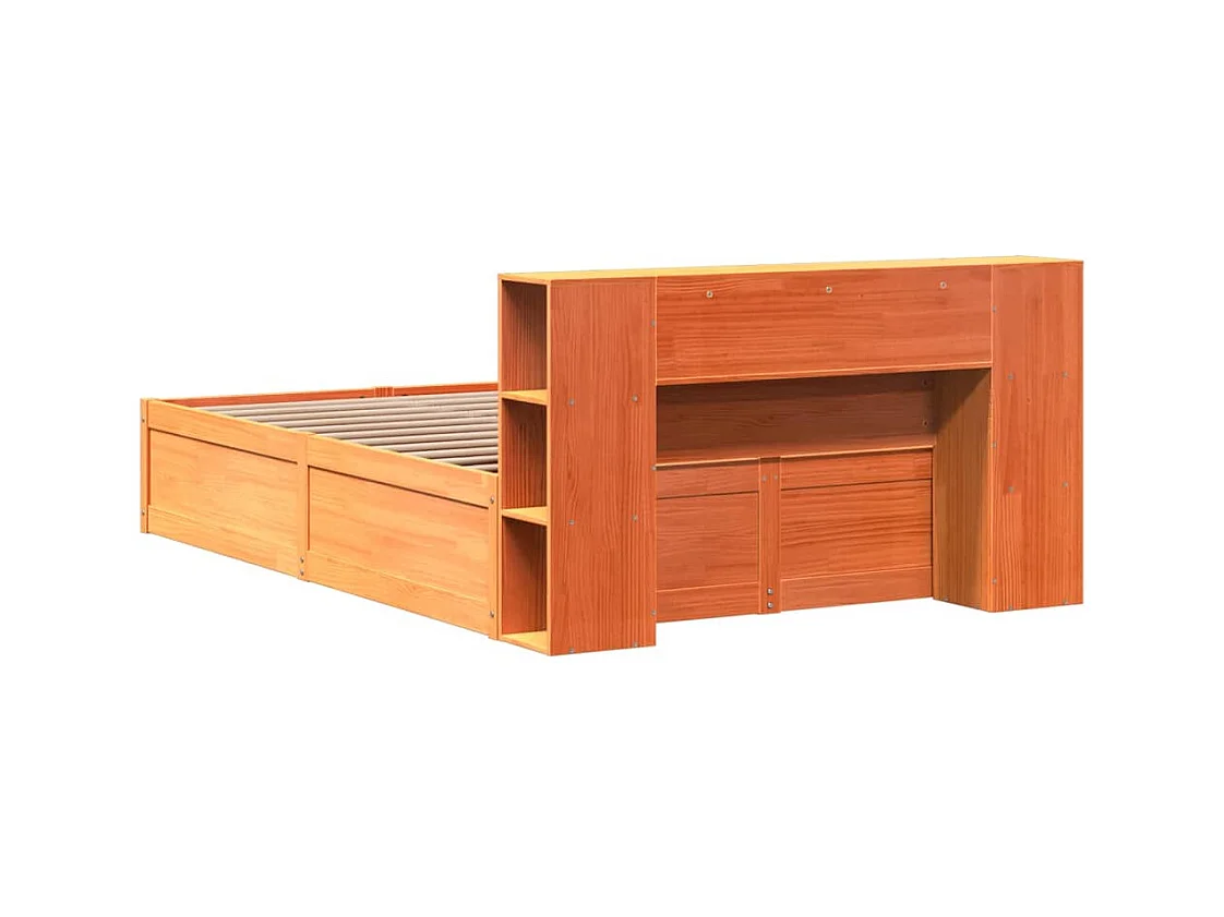 Cadre de lit sans matelas cire marron 140x200cm bois pin massif