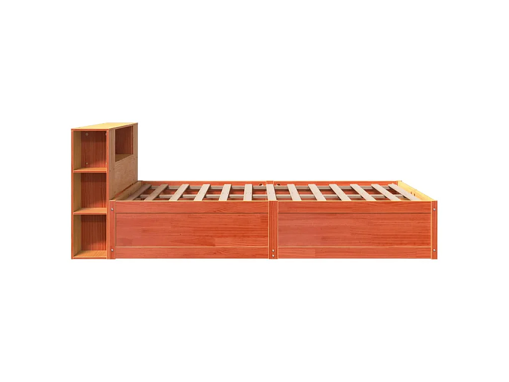 Cadre de lit sans matelas cire marron 140x200cm bois pin massif