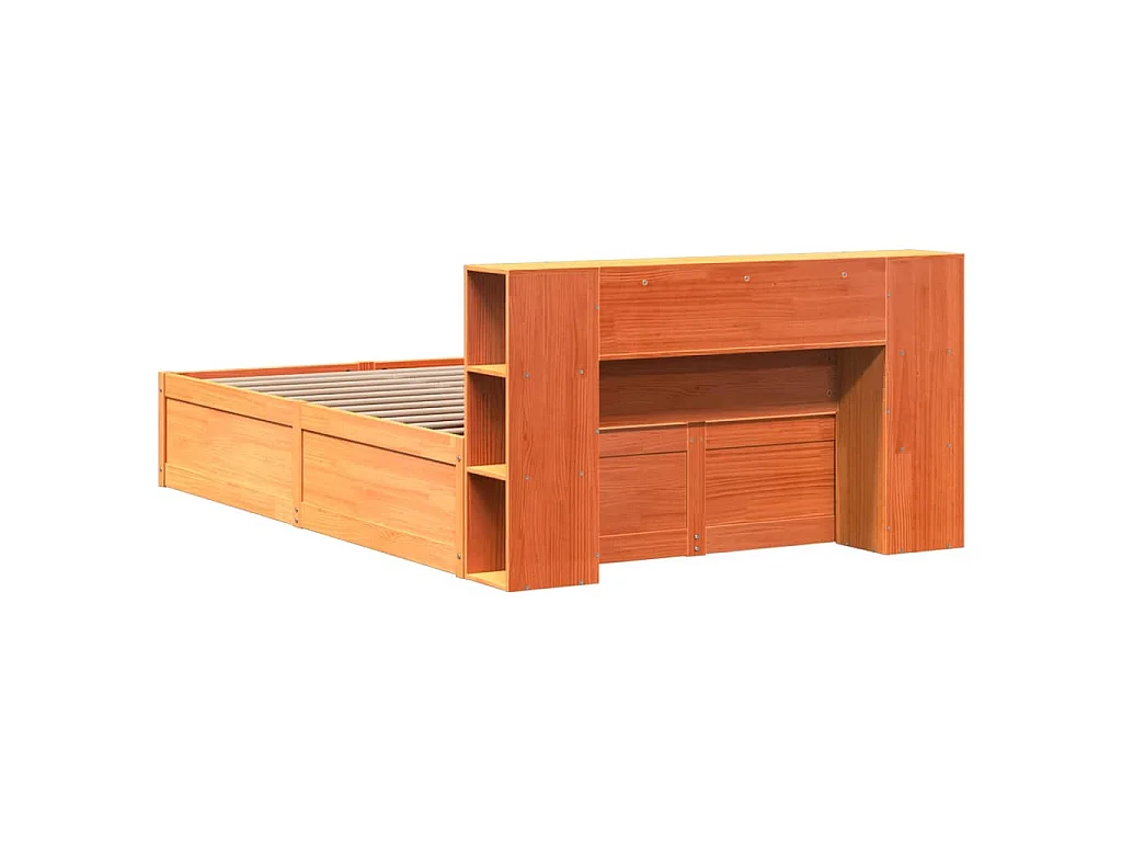 Cadre de lit sans matelas cire marron 140x200cm bois pin massif