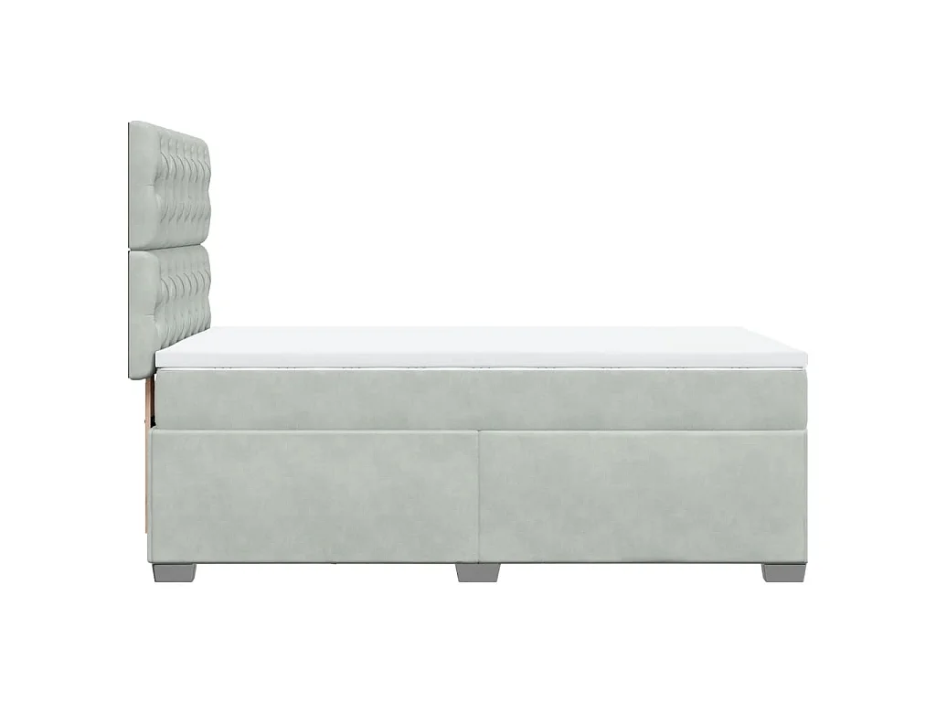 Cama com molas/colchão 100x200 cm veludo cinza-claro