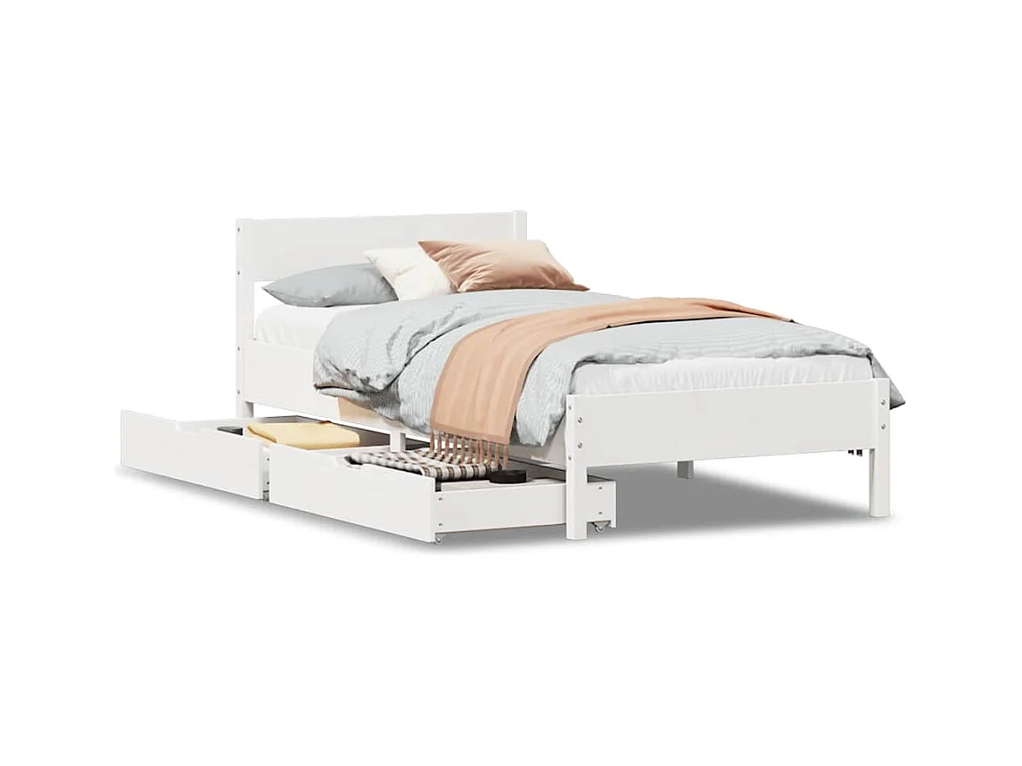 Cadre de lit sans matelas blanc 90x200 cm bois de pin massif